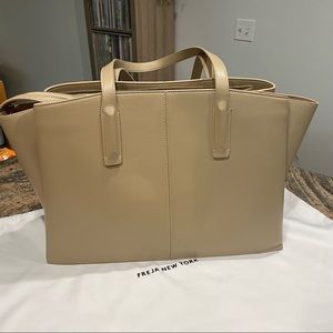 Freja New York Paloma Vegan Leather Laptop Tote in Latte
